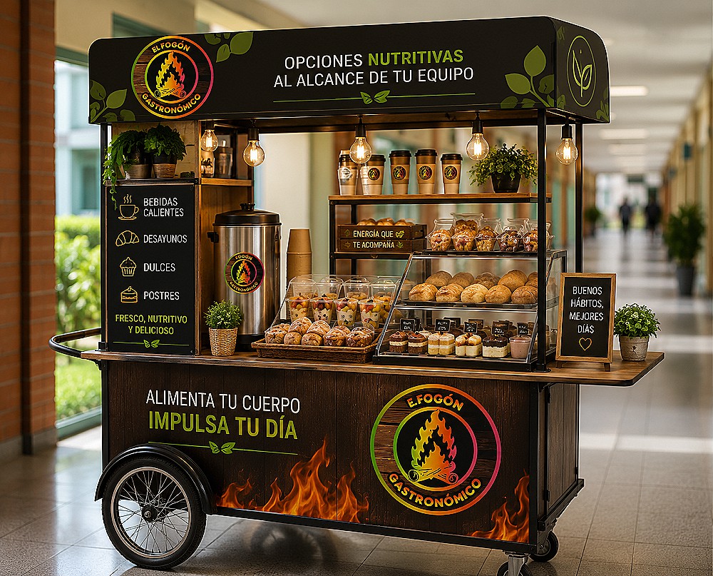 Fog&oacute;n Car recorriendo las oficinas con bebidas y bocaditos